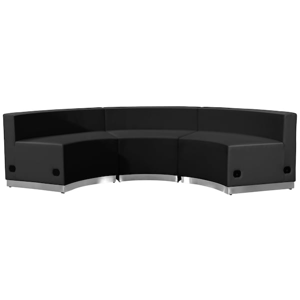 Flash Furniture 3 pcs. Living Room Set, 25-1/4" to 42" x 27", Upholstery Color: Black - ZB-803-740-SET-BK-GG