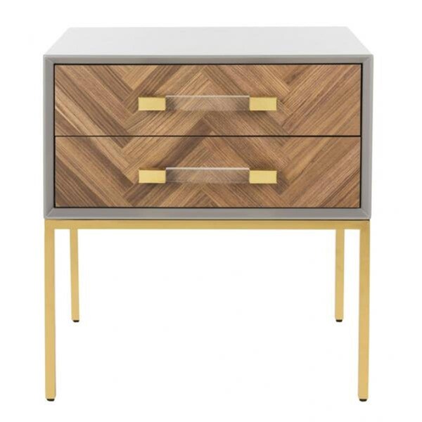 Safavieh Sanford 2-Drawer Side Table Grey & Walnut - SFV3548A