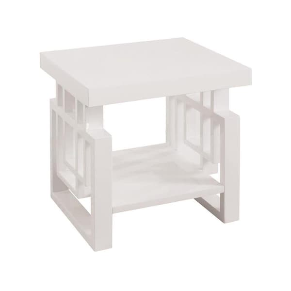 D2D Technologies 22 x 22 x 19.75 in. Living Room End Table, Glossy White - D2734601