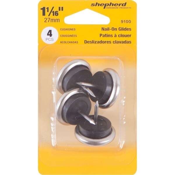 Shepherd Hardware Furniture Glide, Nickel, Silver, 4PK - 9100