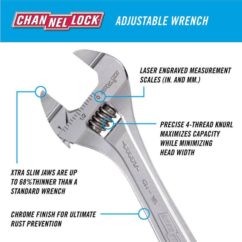 Llave ajustable extra delgada de 6 pulgadas de Channellock - 806SW