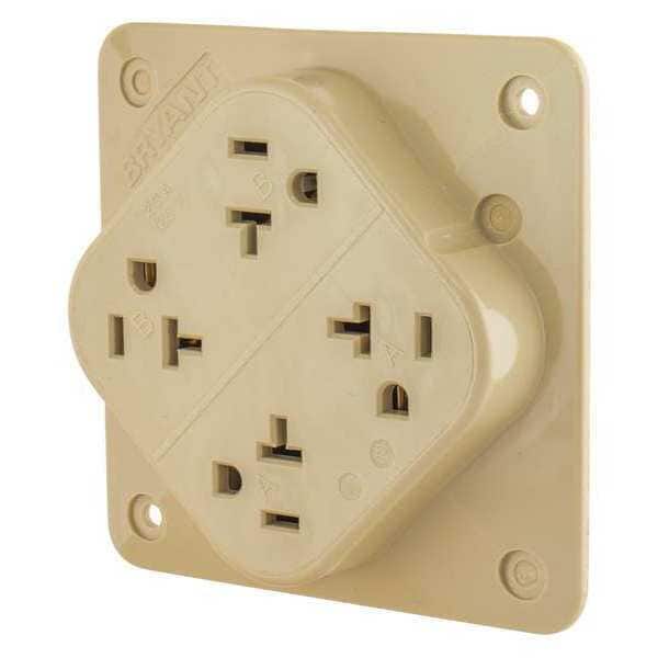 Receptáculo Select de Zoro, 20 amperios, 125V AC, montaje en superficie, salida cuádruple, 5-20R, marfil - 21254I