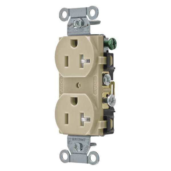 Tomacorriente Zoro Select, 20 amperios, 125V CA, Montaje al Ras, Salida Dúplex Estándar, 5-20R, Ivory - CBRS20ITR
