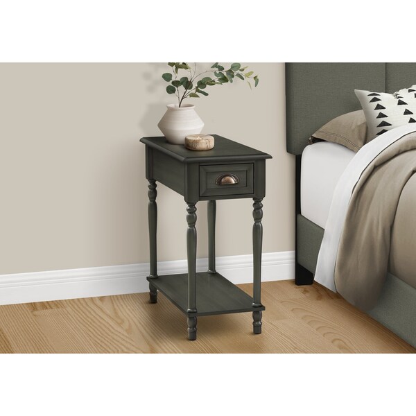 Monarch Specialties Rectangle Narrow 2 Tier Accent Side Table, 24.5 in W, 12 in L, 22 in H - I 3968