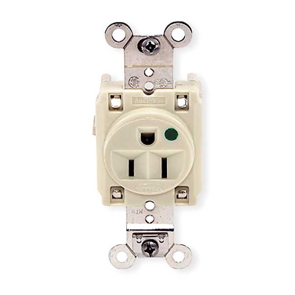 Receptáculo Hubbell, 15 amperios, 125V CA, Montaje al ras, Salida única, 5-15R, Marfil - HBL8210I