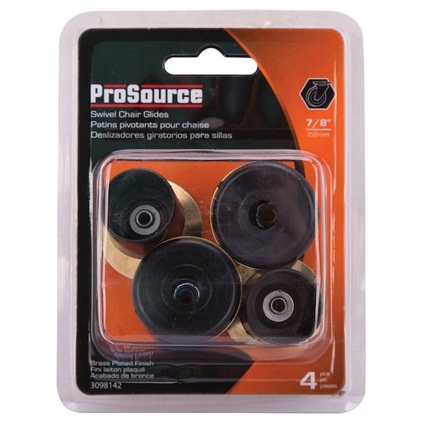 Prosource Furniture Slide Glide, PE/Steel, Black, Brass, 1-3/8 x 1-3/ x 1-3/8 in Dimensions - FE-51144-PS
