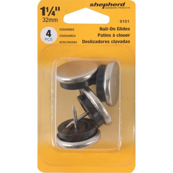 Shepherd Hardware Furniture Glide, Nickel, Silver, 4PK - 9101