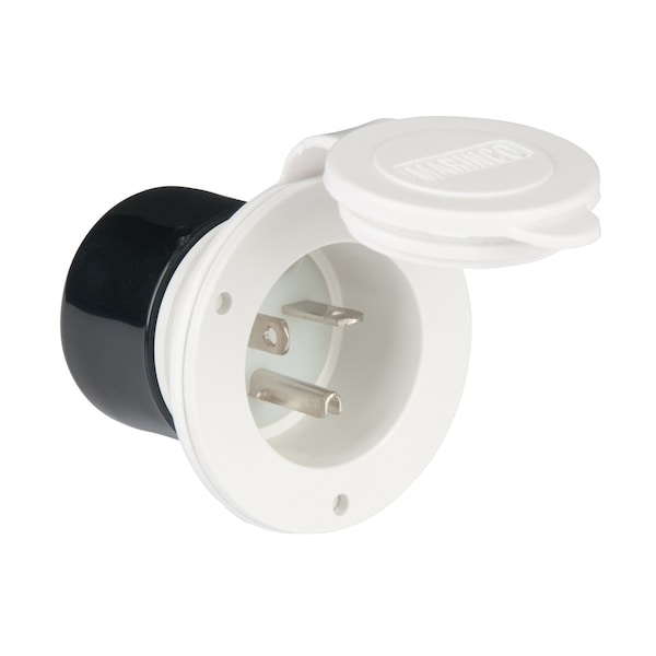 Entrada de energía de cuchilla recta de 20A 125V blanca - 200BBIW.RV de Marinco