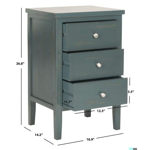 Safavieh Deniz End Table- Steel Teal - 26.8 x 14.2 x 16.9 in. - AMH6628B