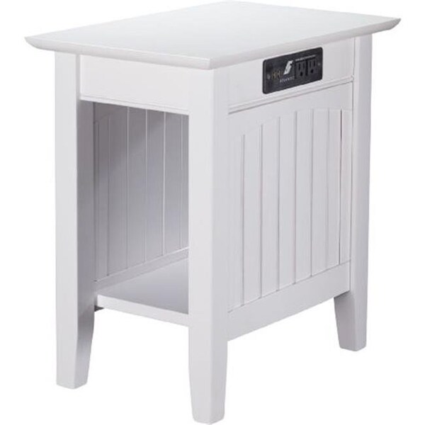 Atlantic Furniture Atlantic Furniture AH13312 Nantucket Chair Side Table with Charger; White - AH13312