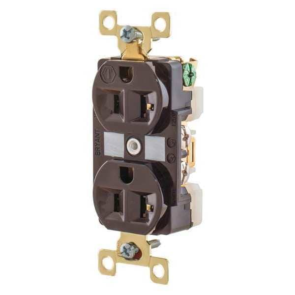 Receptáculo de Zoro Select, 20 amperios, 125V AC, montaje empotrado, tomacorriente estándar duplex, 5-20R, color café - BRY5362