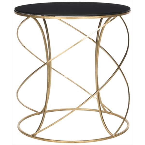 Safavieh Cagney Accent Table Gold And Black Glass Top - FOX2535B