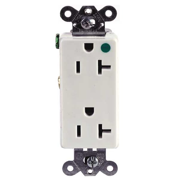 Receptáculo Hubbell, 20 amperios, 125V CA, Montaje al ras, Salida dúplex decorativa, 5-20R, Blanco - IG2182WA