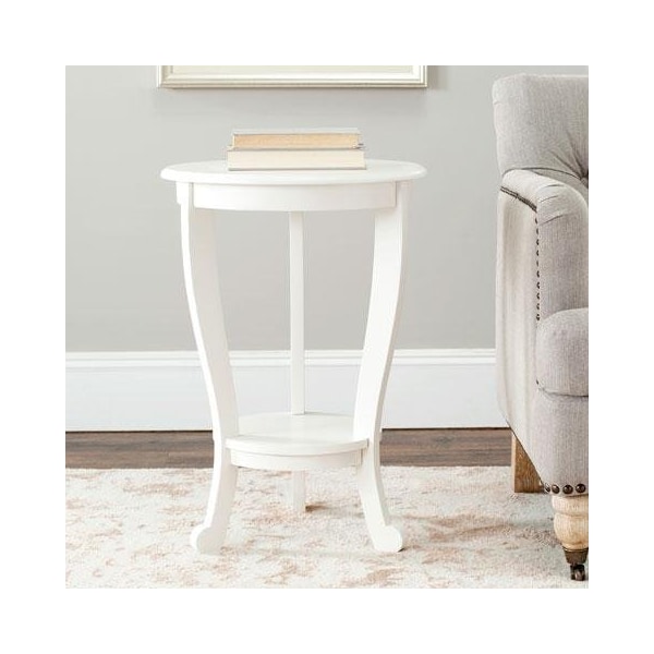 Safavieh Heather Pedestal Side Table - Distressed Cream - AMH5711C