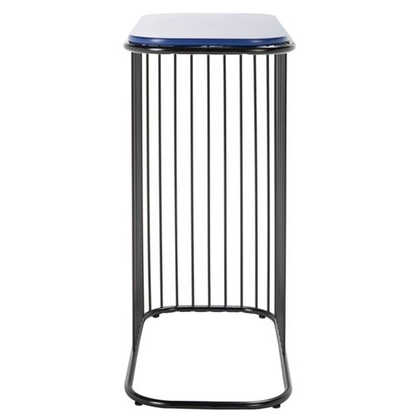 Safavieh Stafford Side Table Blue Wood Top & Powder Coated Black Iron Body - ACC8005B