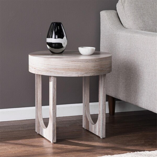 Gfancy Fixtures 20 in. Manufactured Wood Round End Table Brown - GF3712445