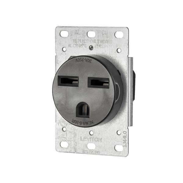 Contacto Leviton, 30 Amperios, 250VAC, Montaje enrasado, Salida única, 6-30R, Negro - 5372-S00