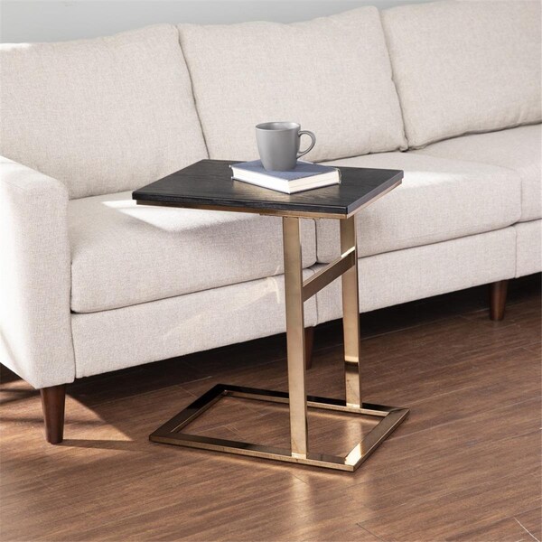 Gfancy Fixtures 24 in. Contemporary Rectangular End Table Gold & Black - GF3105786