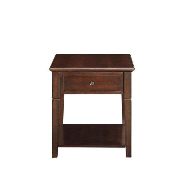 Gfancy Fixtures 24 in. Manufactured Wood Rectangular End Table with Drawer & Shelf Walnut - GF3102896