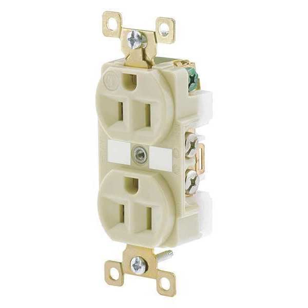 Receptáculo Zoro Select, 15 amperios, 125V AC, montaje al ras, toma dúplex estándar, 5-15R, color marfil - BRY5262I