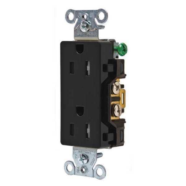 Receptáculo Zoro Select, 15 A Amperios, 125V CA, Montaje al Ras, Tomacorriente Duplex Decorativo, 5-15R, Negro - DRS15BLKTR
