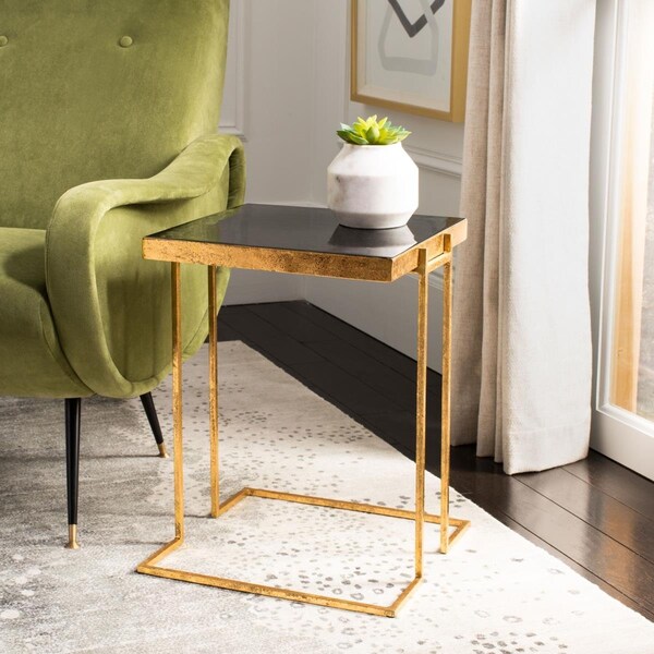 Safavieh Amarylis Greek Key Side Table Black & Gold - ACC3209A