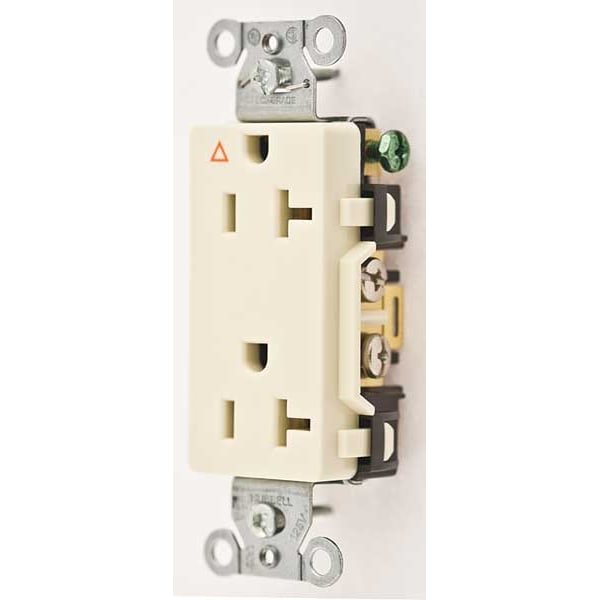 Receptáculo Hubbell, 20 amperios, 125V AC, montaje al ras, tomacorriente dúplex decorativo, 5-20R, color marfil - IG20DRI