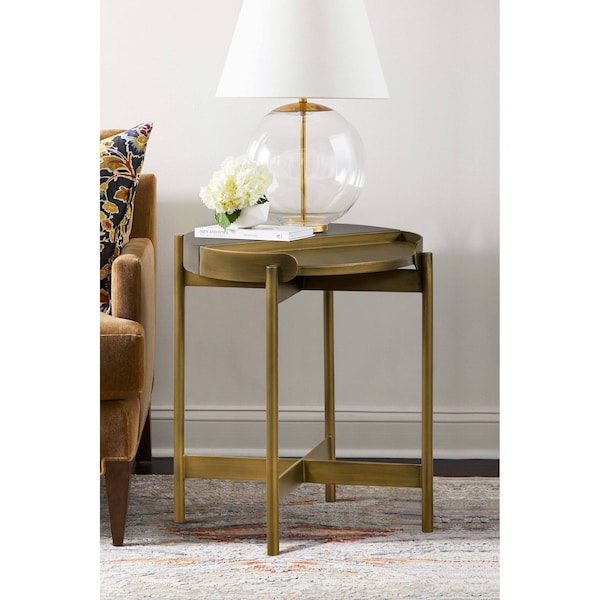 Armen Living Dua Gray Concrete End Table with Antique Brass - LCDULACC