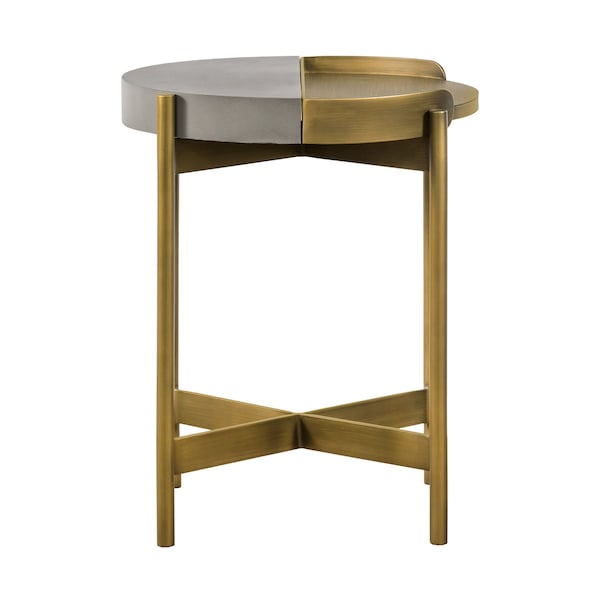 Armen Living Dua Gray Concrete End Table with Antique Brass - LCDULACC