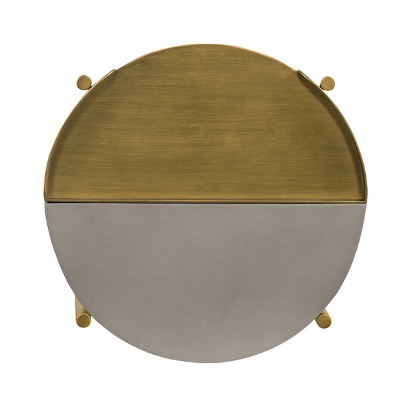 Armen Living Dua Gray Concrete End Table with Antique Brass - LCDULACC