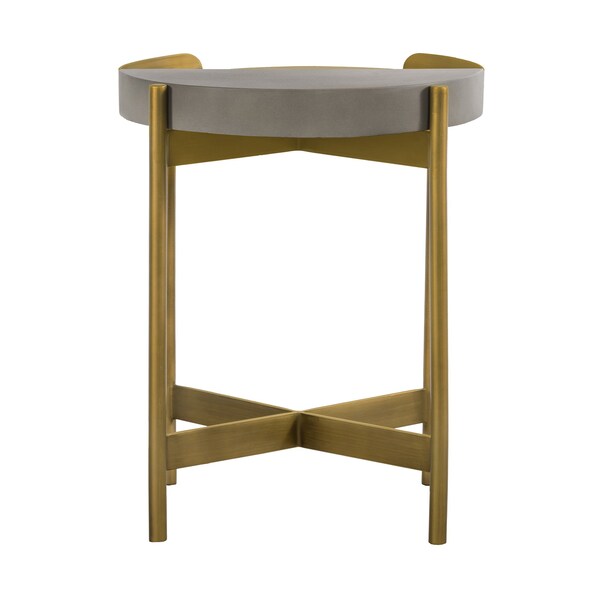 Armen Living Dua Gray Concrete End Table with Antique Brass - LCDULACC