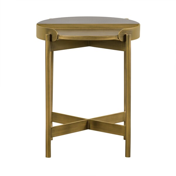 Armen Living Dua Gray Concrete End Table with Antique Brass - LCDULACC