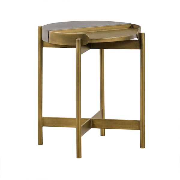 Armen Living Dua Gray Concrete End Table with Antique Brass - LCDULACC