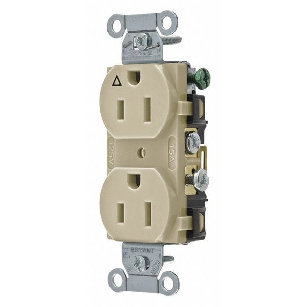 Receptáculo Zoro Select, 15 amperios, 125V AC, montaje empotrado, toma de corriente dúplex estándar, 5-15R, marfil - CR15IGI