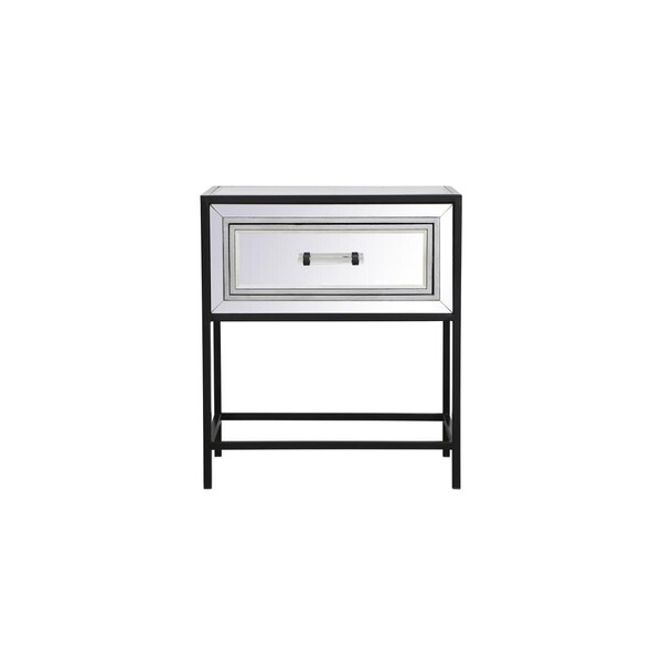 Convenience Concepts 21 in. Mirrored One Drawer End Table Black - HI3479645