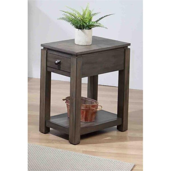 Fine-Line Shades of Gray Narrow End Table with Drawer & Shelf - FI3196765
