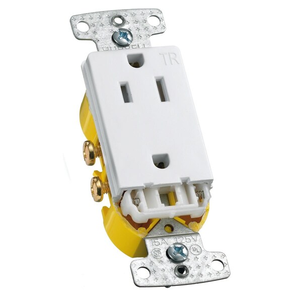 Receptáculo Hubbell, 15 A Amperios, 125V CA, Montaje al Ras, Salida Dúplex Decorativa, 5-15R, Blanco - RRD15SWTR