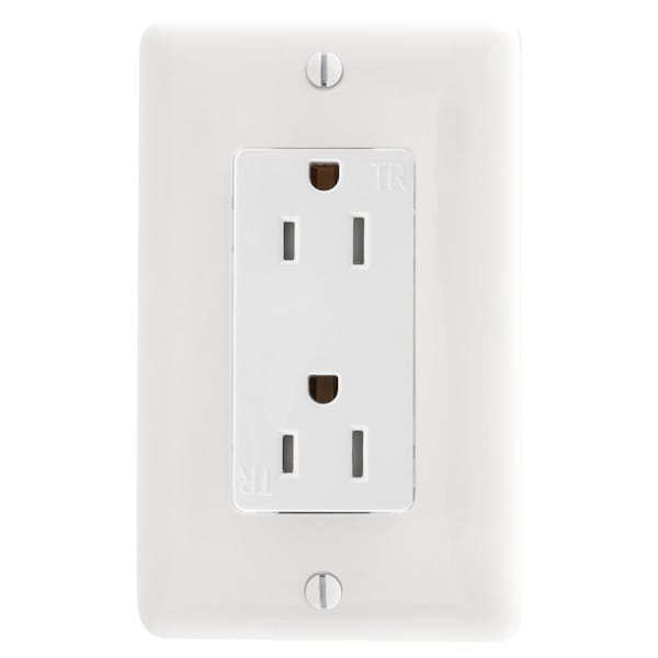 Receptáculo Hubbell, 15 A Amperios, 125V CA, Montaje al Ras, Salida Dúplex Decorativa, 5-15R, Blanco - RRD15SWTR