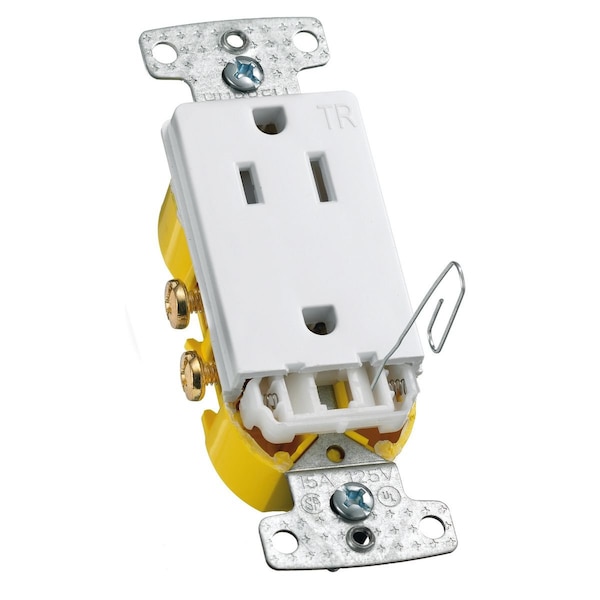 Receptáculo Hubbell, 15 A Amperios, 125V CA, Montaje al Ras, Salida Dúplex Decorativa, 5-15R, Blanco - RRD15SWTR