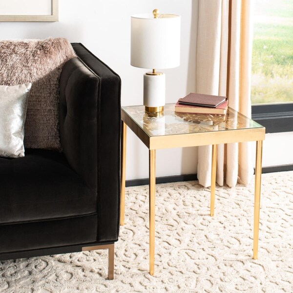 Safavieh Leilani Palm Leaf Side Table - Gold & Glass - ACC2500A