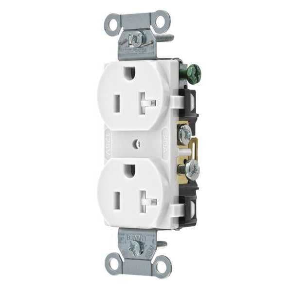 Receptáculo Zoro Select, 20 amperios, 125V CA, Montaje empotrado, salida dúplex estándar, 5-20R, blanco - CRS20WTR