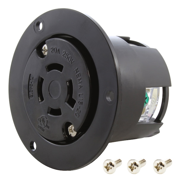 Ac Works Salida con brida UL y C-UL listada de 3 fases 20A 250V L15-20R