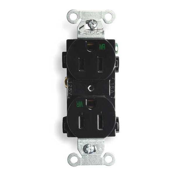 Contacto duplex de 15A Hubbell 125VAC 5-15R BK - BR15BLKWR