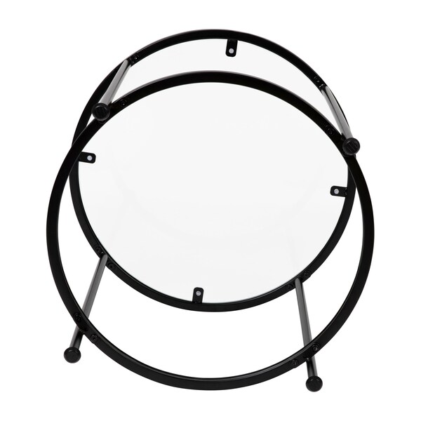 Flash Furniture Round Glass End Table with Matte Black Frame - NAN-JN-21750ET-BK-GG