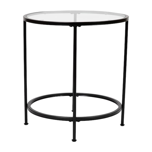 Flash Furniture Round Glass End Table with Matte Black Frame - NAN-JN-21750ET-BK-GG
