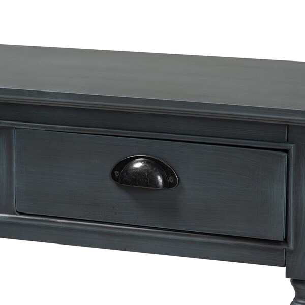 Baxton Studio Garvey French Provincial Dark Blue Gray Wood 3-Drawer Entryway Console Table - 179-11329-ZORO