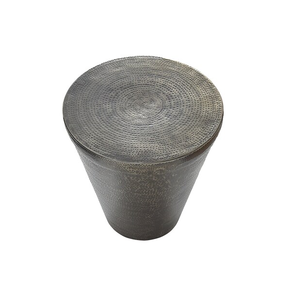 Monarch Specialties Accent Table, Drum, Side, End, Nightstand, Lamp, Living Room, Bedroom, Grey Metal, Contemporary - I 3924