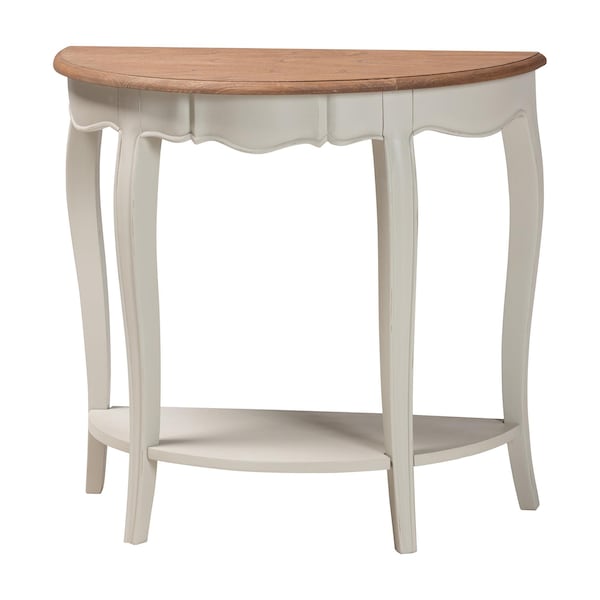 Baxton Studio Cordelia Country Cottage Farmhouse Greyish Beige and Natural Brown Finished Console Table - 148-8187