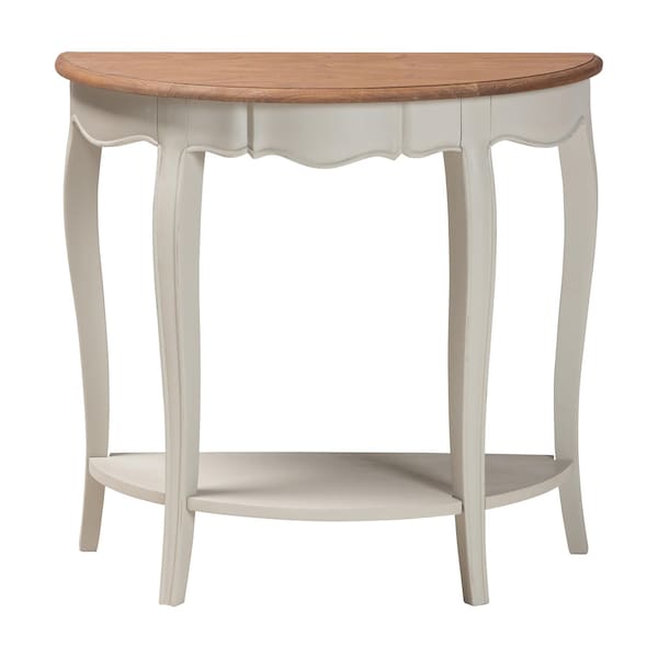 Baxton Studio Cordelia Country Cottage Farmhouse Greyish Beige and Natural Brown Finished Console Table - 148-8187