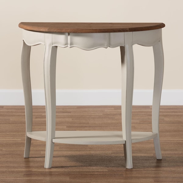 Baxton Studio Cordelia Country Cottage Farmhouse Greyish Beige and Natural Brown Finished Console Table - 148-8187